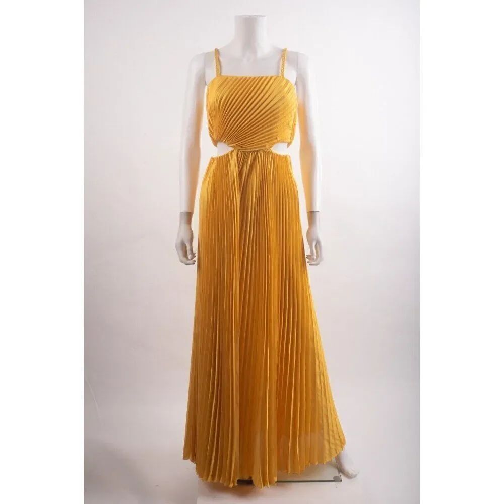 Alice & Olivia One Piece Jumpsuit Wide Leg Pleated Size 2 Yellow Golden rod NWT